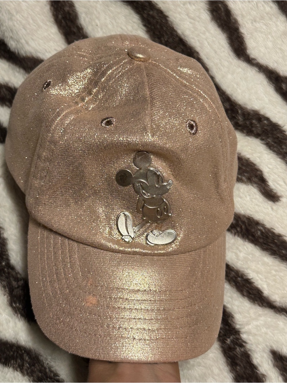 Disney Metallic Rose Gold Mickey Mouse Kids Cap